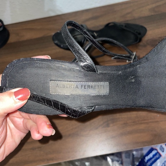 Alberta Ferretti Black Strappy Heels Size 8 - Picture 5 of 10